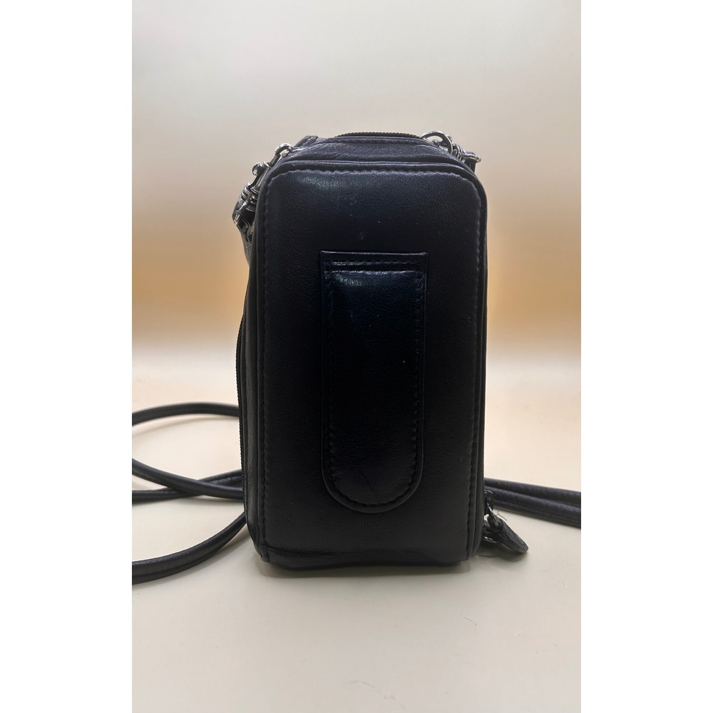 Brighton‎ Black Brown Croc Leather Crossbody Phone Bag Silver/Gold Heart - Picture 9 of 12